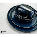 Reactive glazed stoneware dinner set in Dark blue